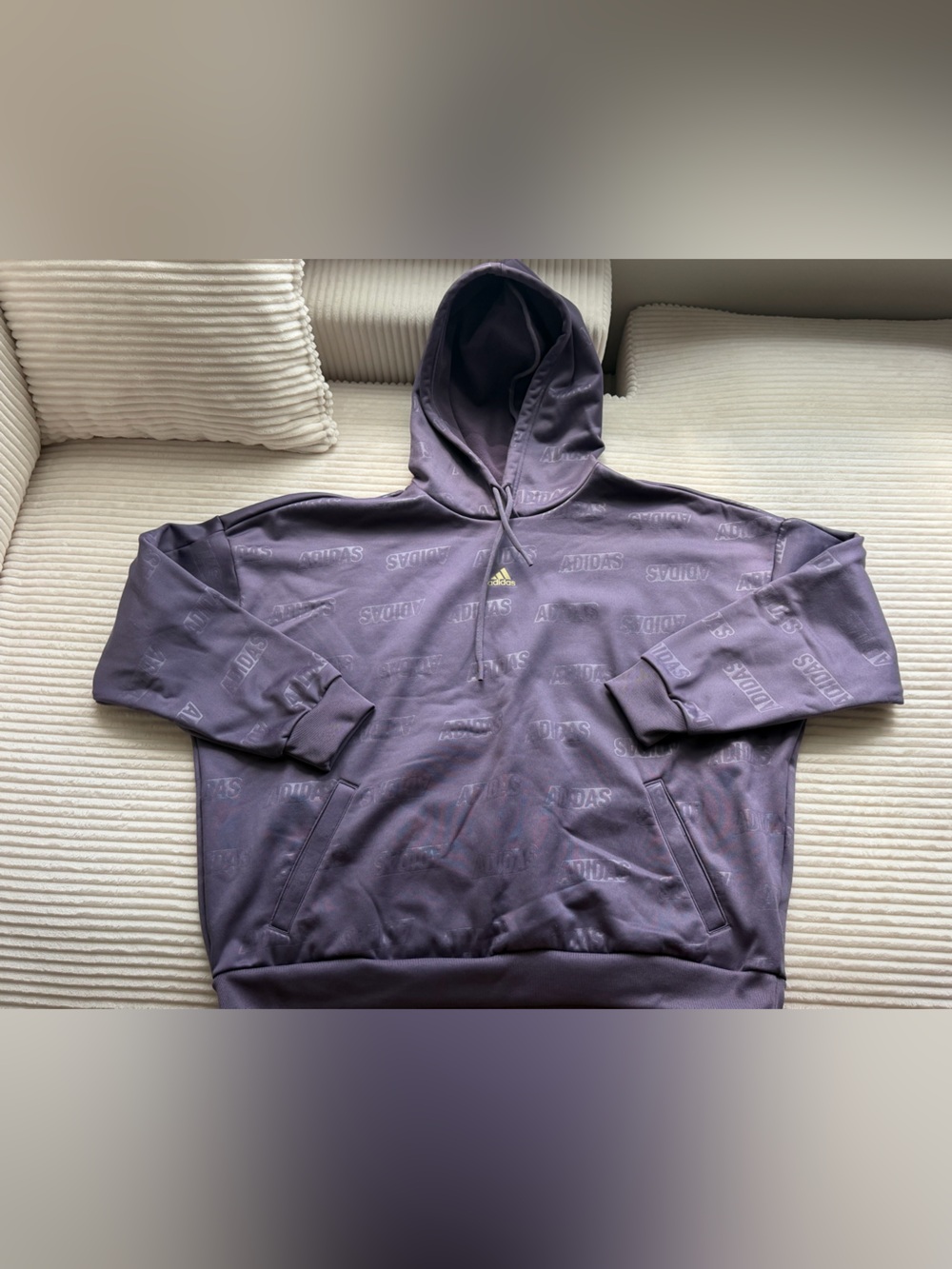 Adidas Women’s Purple Tonal Logo Print Fleece Hoodie Large